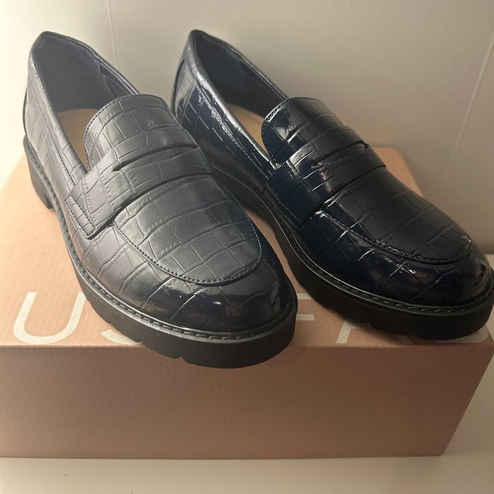 JustFab Danica Flats Nice Blue Jelly Faux Crocodile, UNWORN Womens Size 6.5
